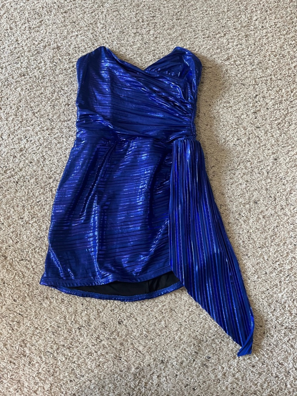 Lucy in the Sky Metallic Royal Blue Strapless Mini Dress